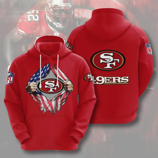 San Francisco 49ers Blood Inside Me Heart NFL 3D All Over Print Hoodie -Moonbestprint