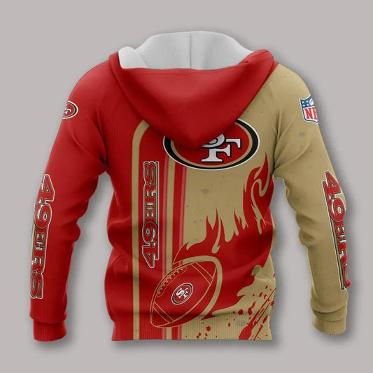 San Francisco 49ers Fire Ball NFL 3D All Over Print Hoodie -Moonbestprint