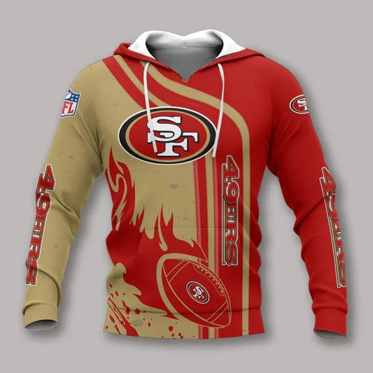 San Francisco 49ers Fire Ball NFL 3D All Over Print Hoodie -Moonbestprint