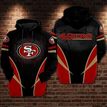 San Francisco 49ers Football Black Red NFL 3D All Over Print Hoodie -Moonbestprint