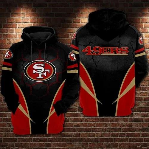 San Francisco 49ers Football Black Red NFL 3D All Over Print Hoodie -Moonbestprint