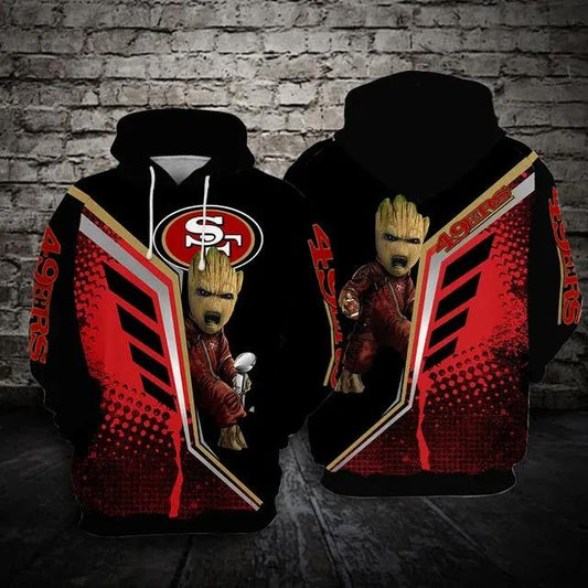 San Francisco 49ers Football Groot NFL 3D All Over Print Hoodie -Moonbestprint