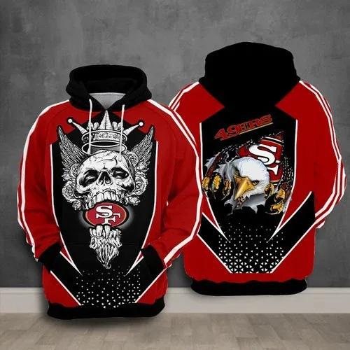 San Francisco 49ers Football King Skull NFL 3D All Over Print Hoodie -Moonbestprint