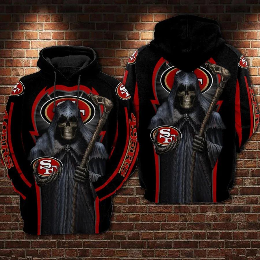 San Francisco 49ers Football Skull Death NFL 3D All Over Print Hoodie -Moonbestprint
