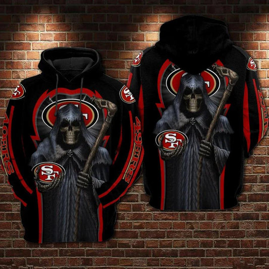 San Francisco 49ers Football Skull Death NFL 3D All Over Print Hoodie -Moonbestprint
