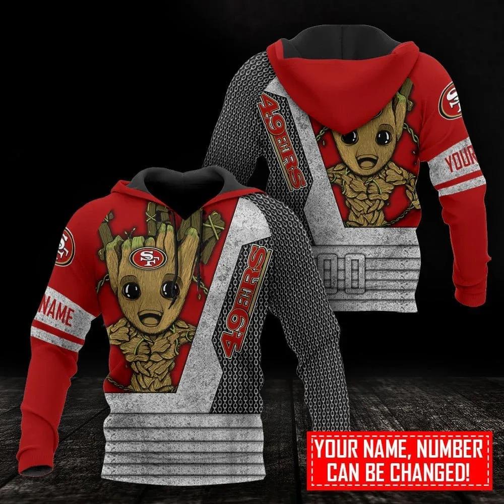 San Francisco 49ers Groot Personalized NFL 3D All Over Print Hoodie -Moonbestprint