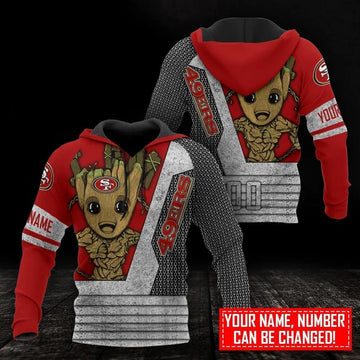 San Francisco 49ers Groot Personalized NFL 3D All Over Print Hoodie -Moonbestprint