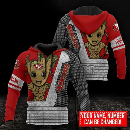 San Francisco 49ers Groot Personalized NFL 3D All Over Print Hoodie -Moonbestprint
