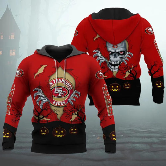 San Francisco 49ers Halloween 3D NFL All Over Print Hoodie -Moonbestprint