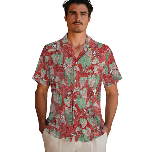 San Francisco 49ers Hawaiian Shirt - Anthurium Overlay | Moonbestprint