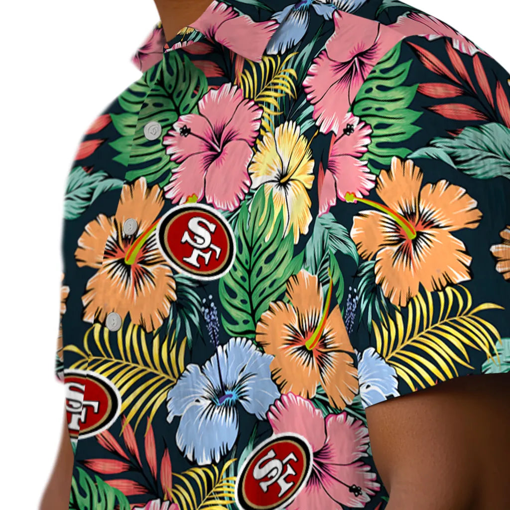 San Francisco 49ers Hawaiian Shirt - Brilliant Hibiscus Garden | Moonbestprint