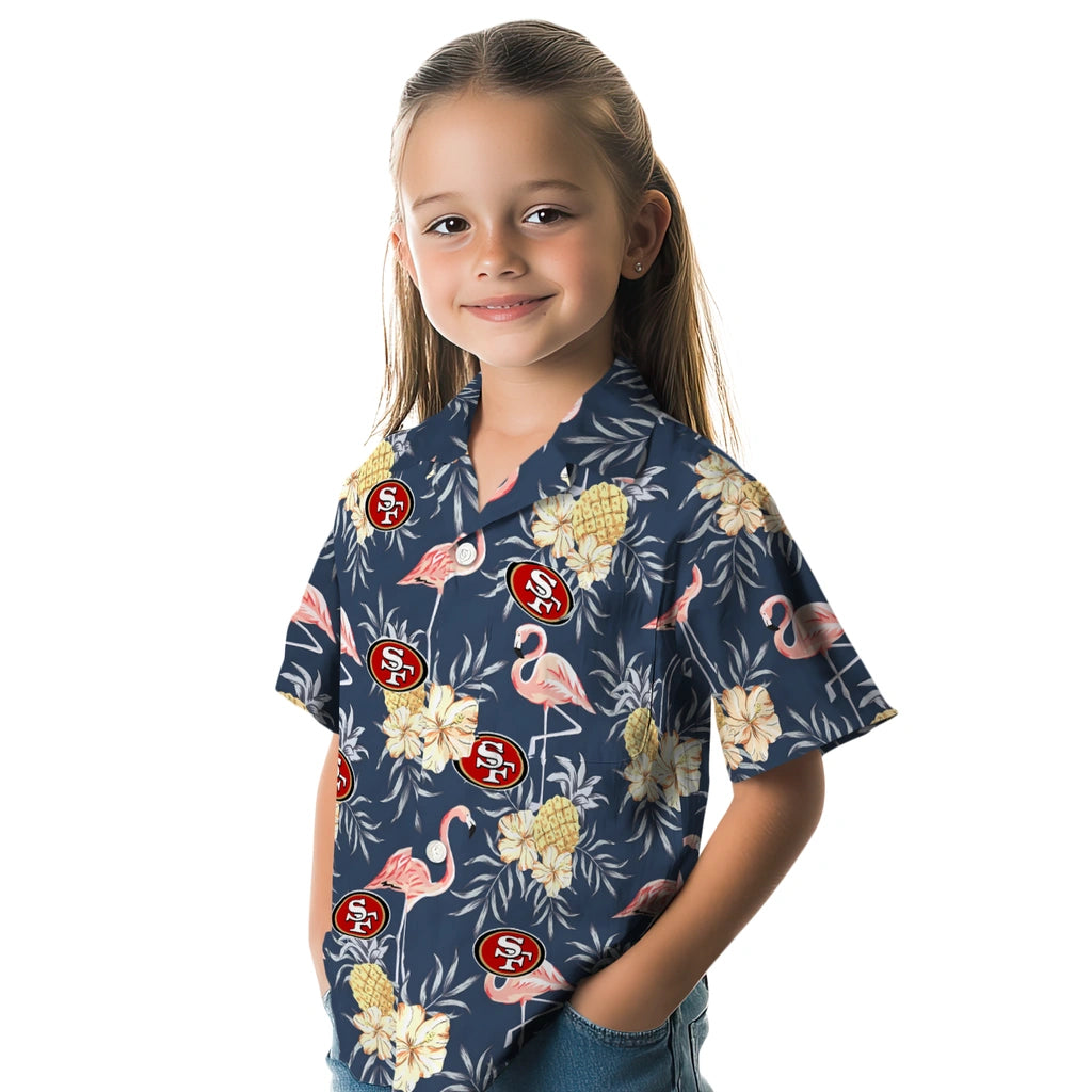 San Francisco 49ers Hawaiian Shirt - Flamingo Hibiscus | Moonbestprint