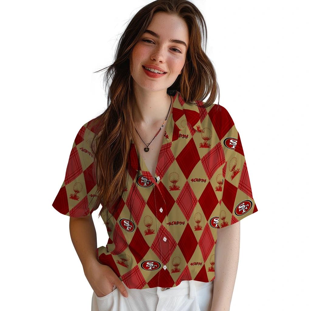 San Francisco 49ers Hawaiian Shirt - Golfing Plaid | Moonbestprint