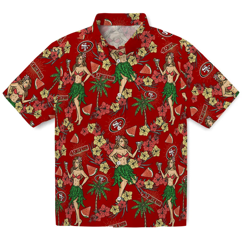 San Francisco 49ers Hawaiian Shirt - Hawaiian Girls Design | Moonbestprint