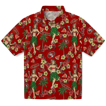 San Francisco 49ers Hawaiian Shirt - Hawaiian Girls Design | Moonbestprint