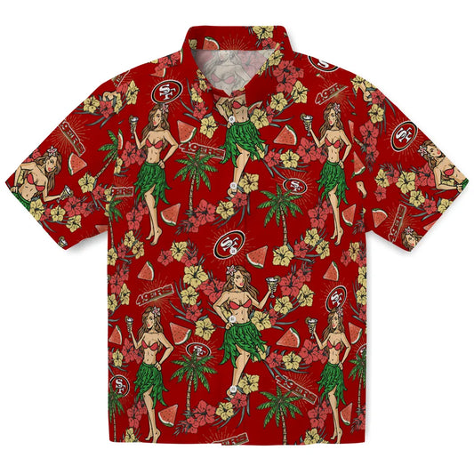 San Francisco 49ers Hawaiian Shirt - Hawaiian Girls Design | Moonbestprint