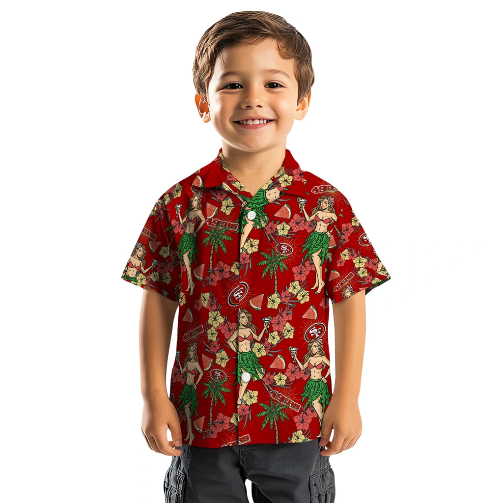 San Francisco 49ers Hawaiian Shirt - Hawaiian Girls Design | Moonbestprint