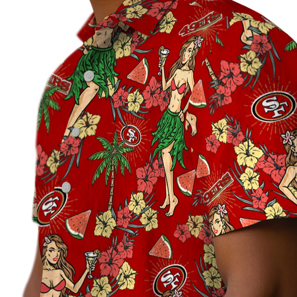 San Francisco 49ers Hawaiian Shirt - Hawaiian Girls Design | Moonbestprint