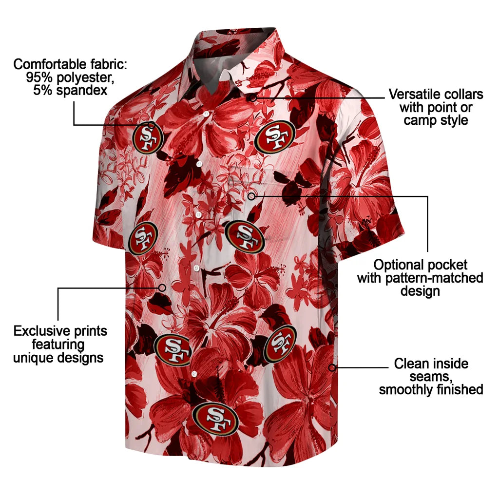 San Francisco 49ers Hawaiian Shirt - Hibiscus Arrangement | Moonbestprint
