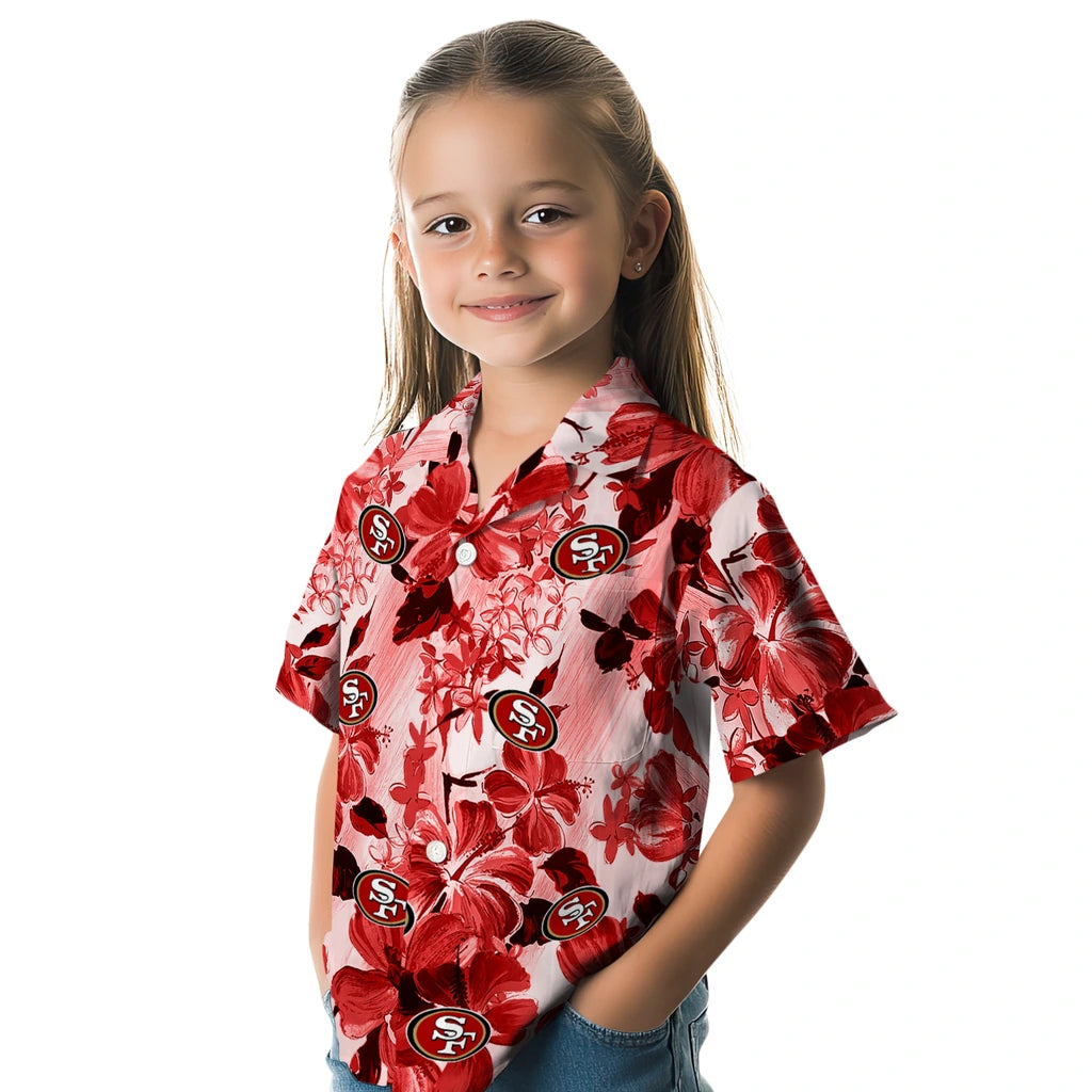 San Francisco 49ers Hawaiian Shirt - Hibiscus Arrangement | Moonbestprint