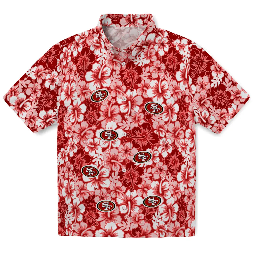 San Francisco 49ers Hawaiian Shirt - Hibiscus Blooms | Moonbestprint