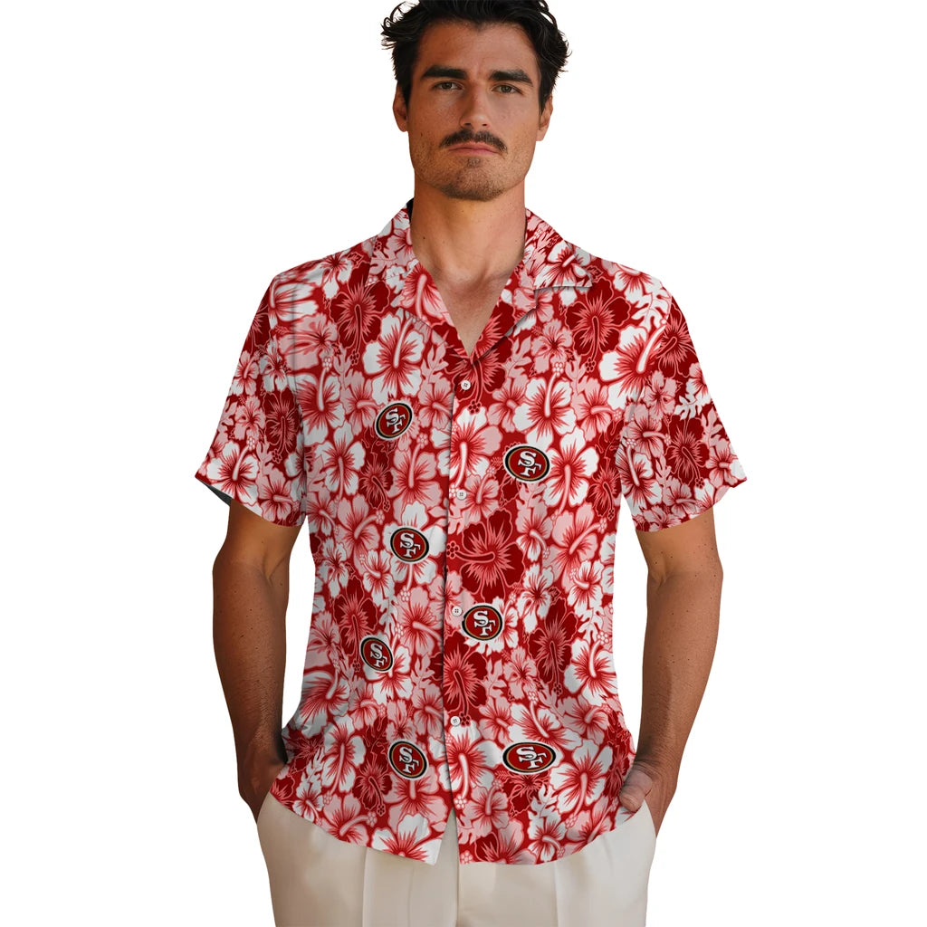 San Francisco 49ers Hawaiian Shirt - Hibiscus Blooms | Moonbestprint