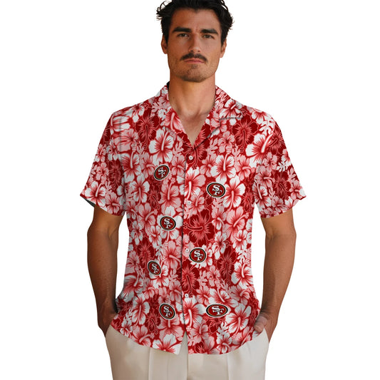 San Francisco 49ers Hawaiian Shirt - Hibiscus Blooms | Moonbestprint