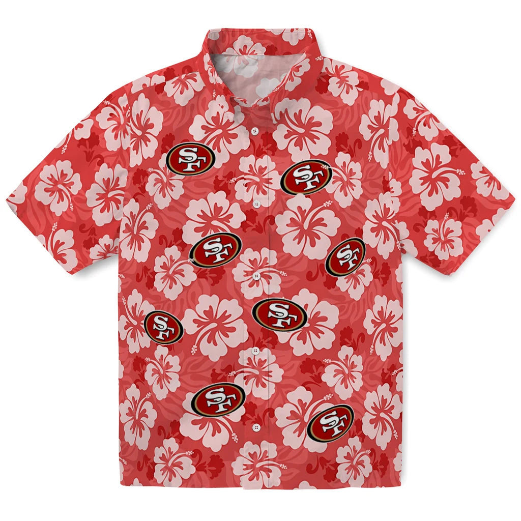 San Francisco 49ers Hawaiian Shirt - Hibiscus Cluster | Moonbestprint