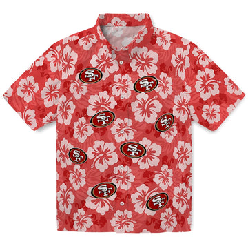 San Francisco 49ers Hawaiian Shirt - Hibiscus Cluster | Moonbestprint