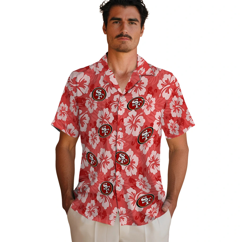 San Francisco 49ers Hawaiian Shirt - Hibiscus Cluster | Moonbestprint