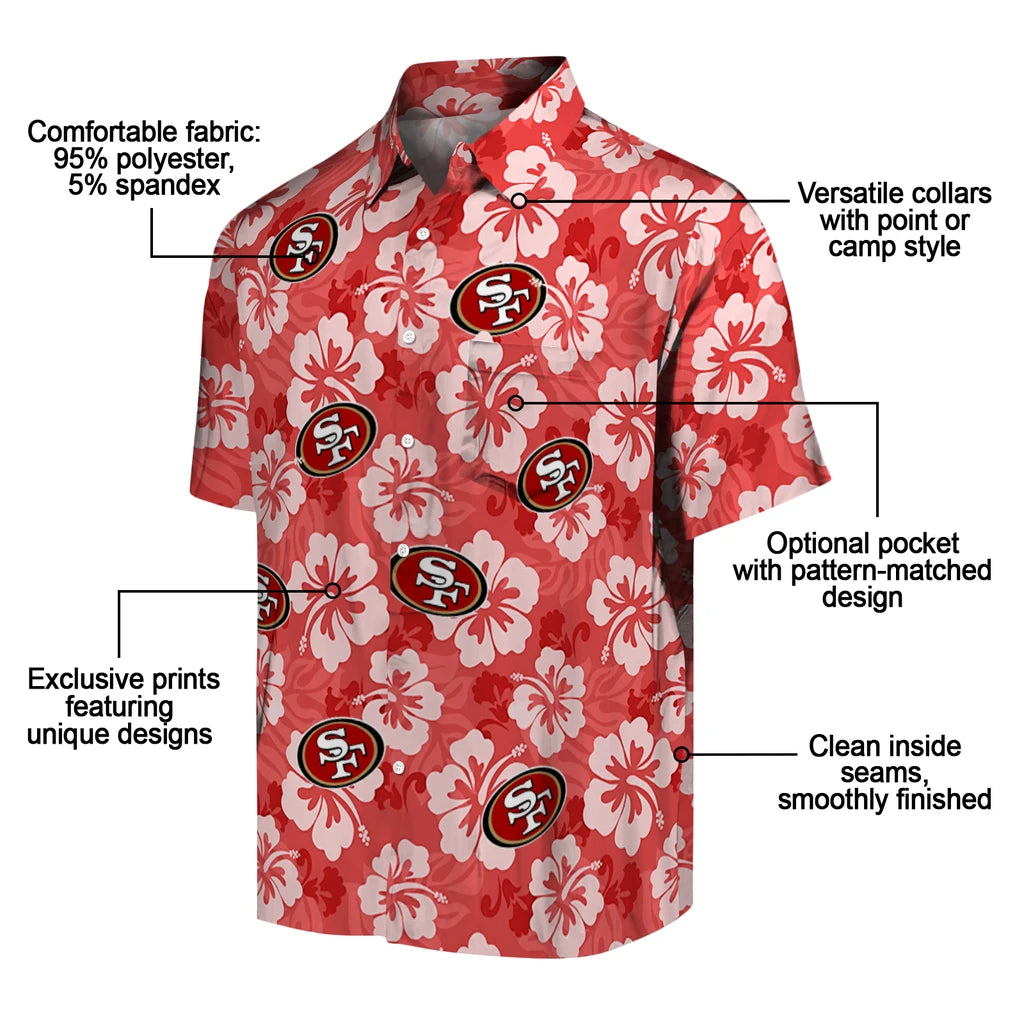 San Francisco 49ers Hawaiian Shirt - Hibiscus Cluster | Moonbestprint