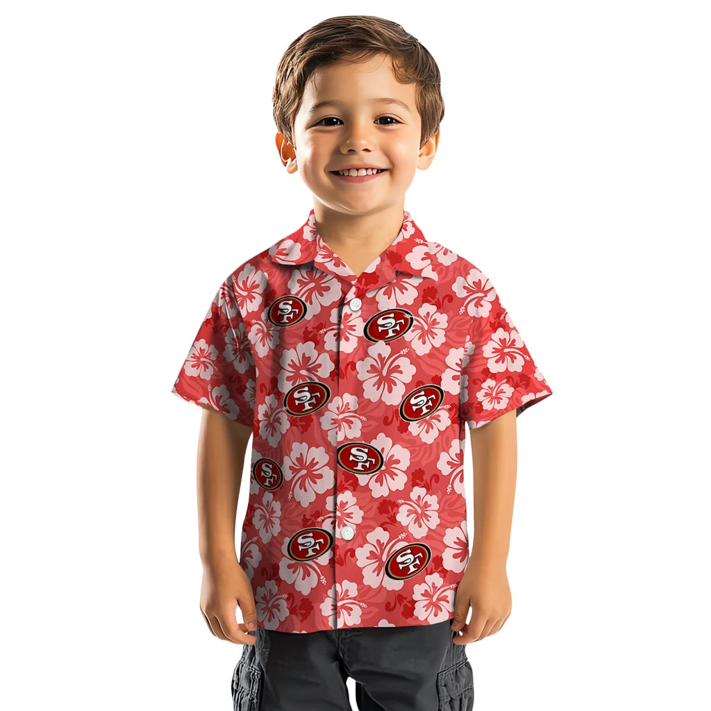 San Francisco 49ers Hawaiian Shirt - Hibiscus Cluster | Moonbestprint