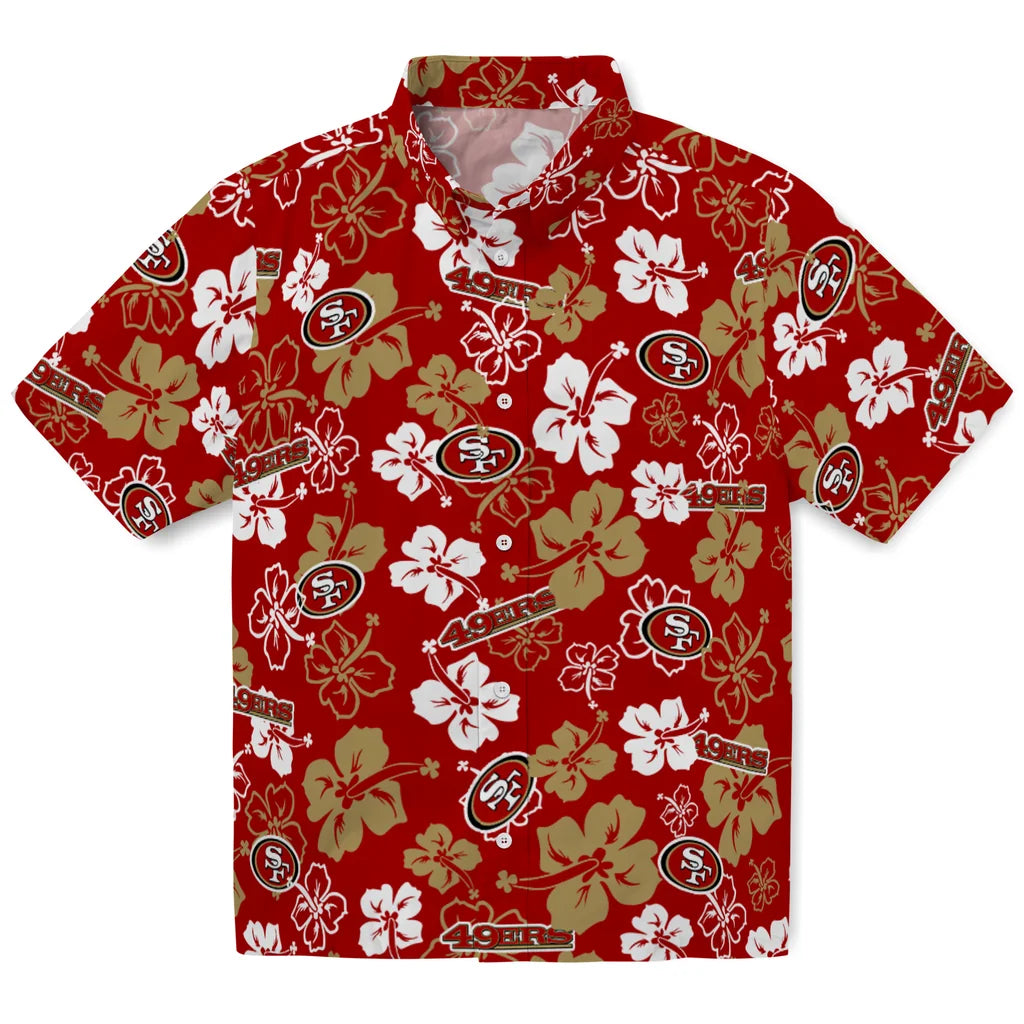 San Francisco 49ers Hawaiian Shirt - Hibiscus Flower Design | Moonbestprint
