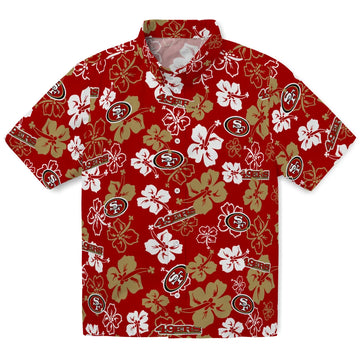 San Francisco 49ers Hawaiian Shirt - Hibiscus Flower Design | Moonbestprint