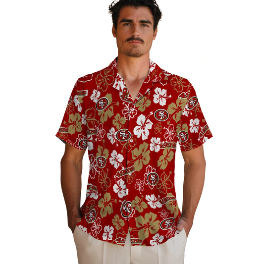 San Francisco 49ers Hawaiian Shirt - Hibiscus Flower Design | Moonbestprint