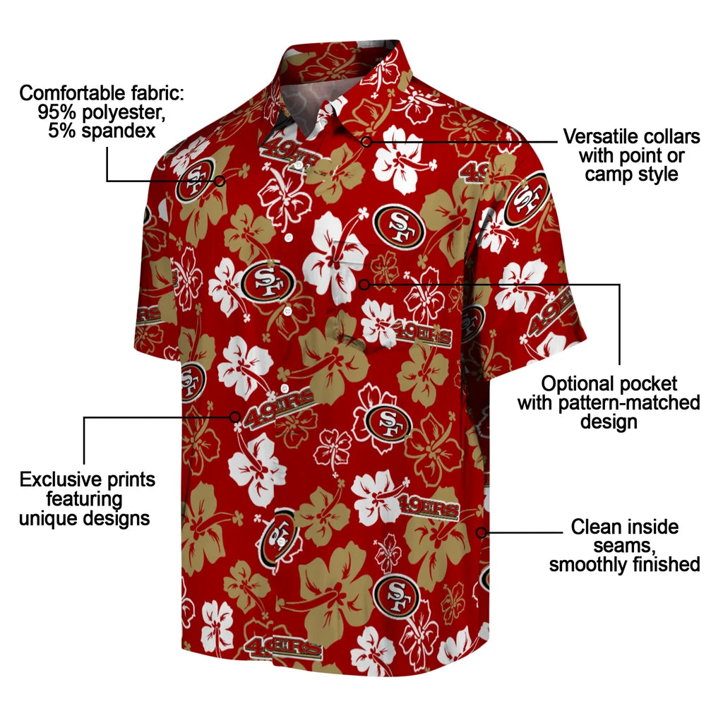 San Francisco 49ers Hawaiian Shirt - Hibiscus Flower Design | Moonbestprint