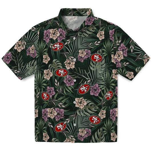 San Francisco 49ers Hawaiian Shirt - Hibiscus Leaves Pattern | Moonbestprint