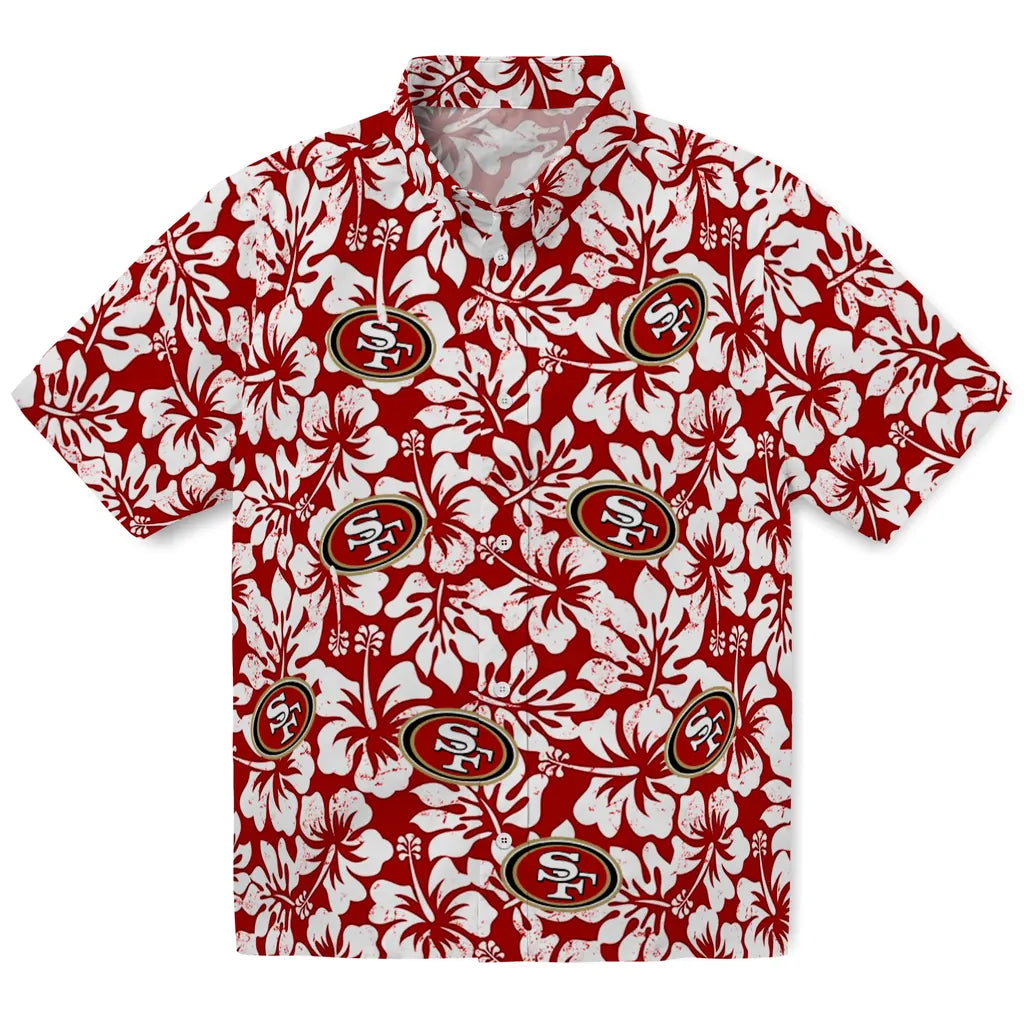 San Francisco 49ers Hawaiian Shirt - Hibiscus Motif | Moonbestprint
