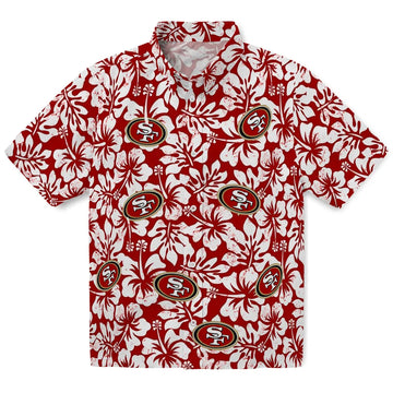 San Francisco 49ers Hawaiian Shirt - Hibiscus Motif | Moonbestprint