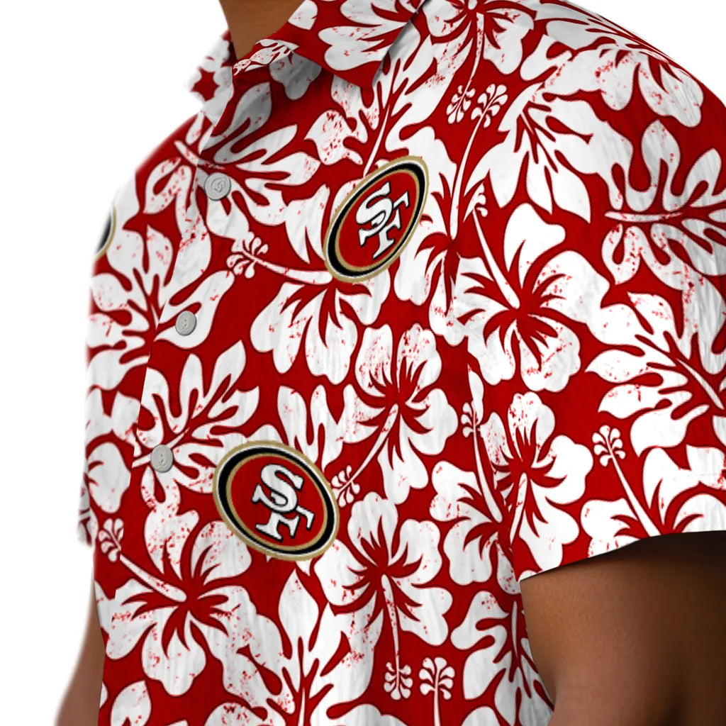 San Francisco 49ers Hawaiian Shirt - Hibiscus Motif | Moonbestprint