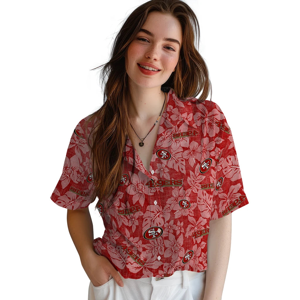 San Francisco 49ers Hawaiian Shirt - Hibiscus Oasis | Moonbestprint