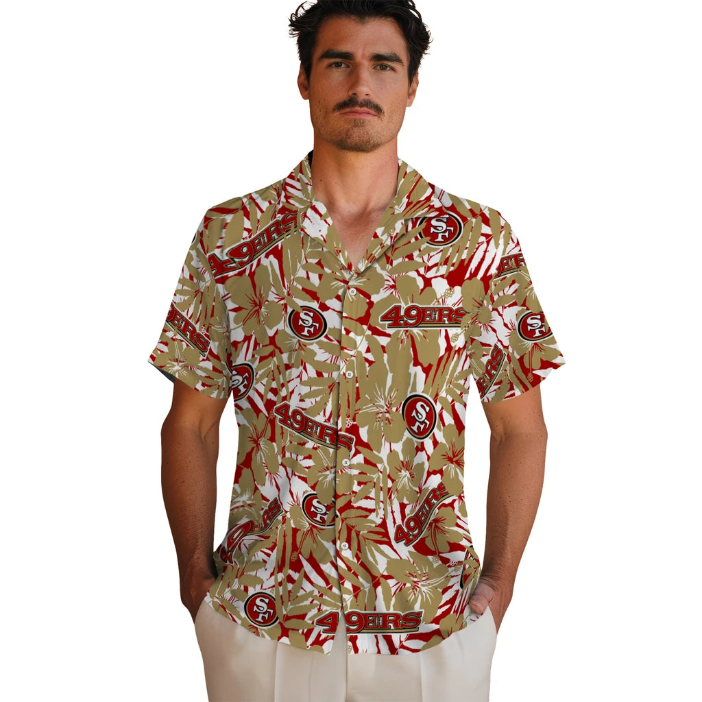 San Francisco 49ers Hawaiian Shirt - Hibiscus Overlay | Moonbestprint