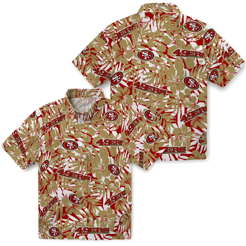 San Francisco 49ers Hawaiian Shirt - Hibiscus Overlay | Moonbestprint