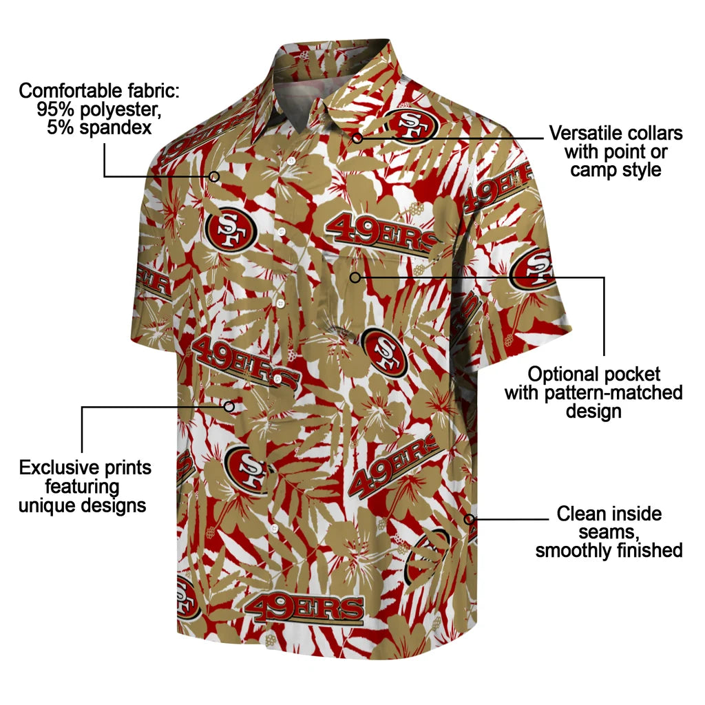 San Francisco 49ers Hawaiian Shirt - Hibiscus Overlay | Moonbestprint