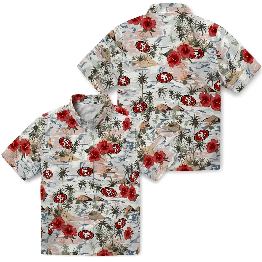 San Francisco 49ers Hawaiian Shirt - Hibiscus Seaside | Moonbestprint