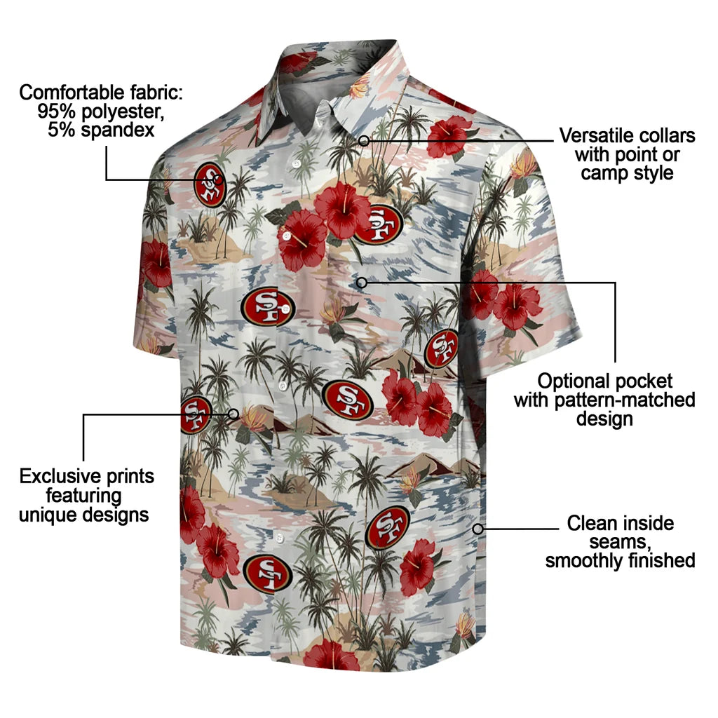 San Francisco 49ers Hawaiian Shirt - Hibiscus Seaside | Moonbestprint