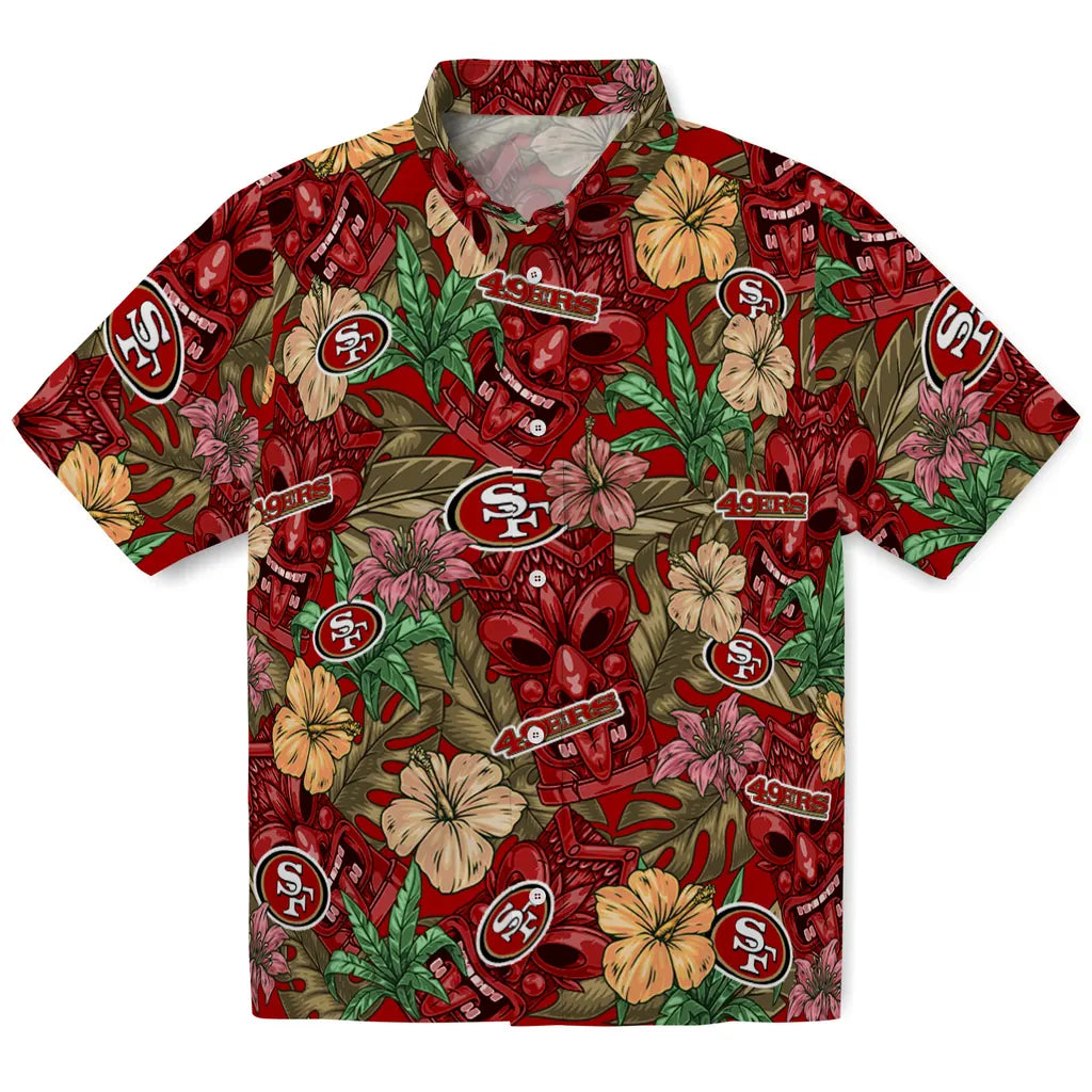 San Francisco 49ers Hawaiian Shirt - Hibiscus Tiki Jungle | Moonbestprint