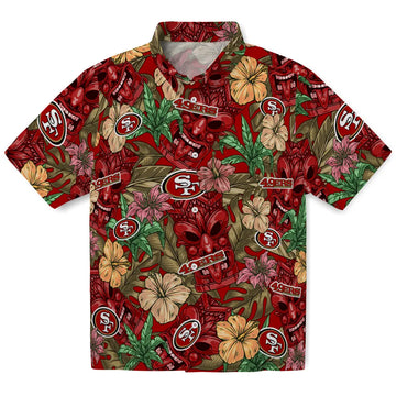 San Francisco 49ers Hawaiian Shirt - Hibiscus Tiki Jungle | Moonbestprint