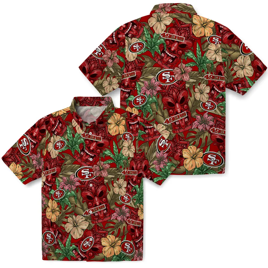 San Francisco 49ers Hawaiian Shirt - Hibiscus Tiki Jungle | Moonbestprint