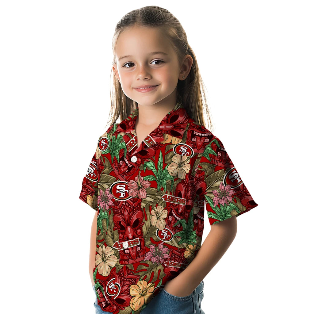 San Francisco 49ers Hawaiian Shirt - Hibiscus Tiki Jungle | Moonbestprint